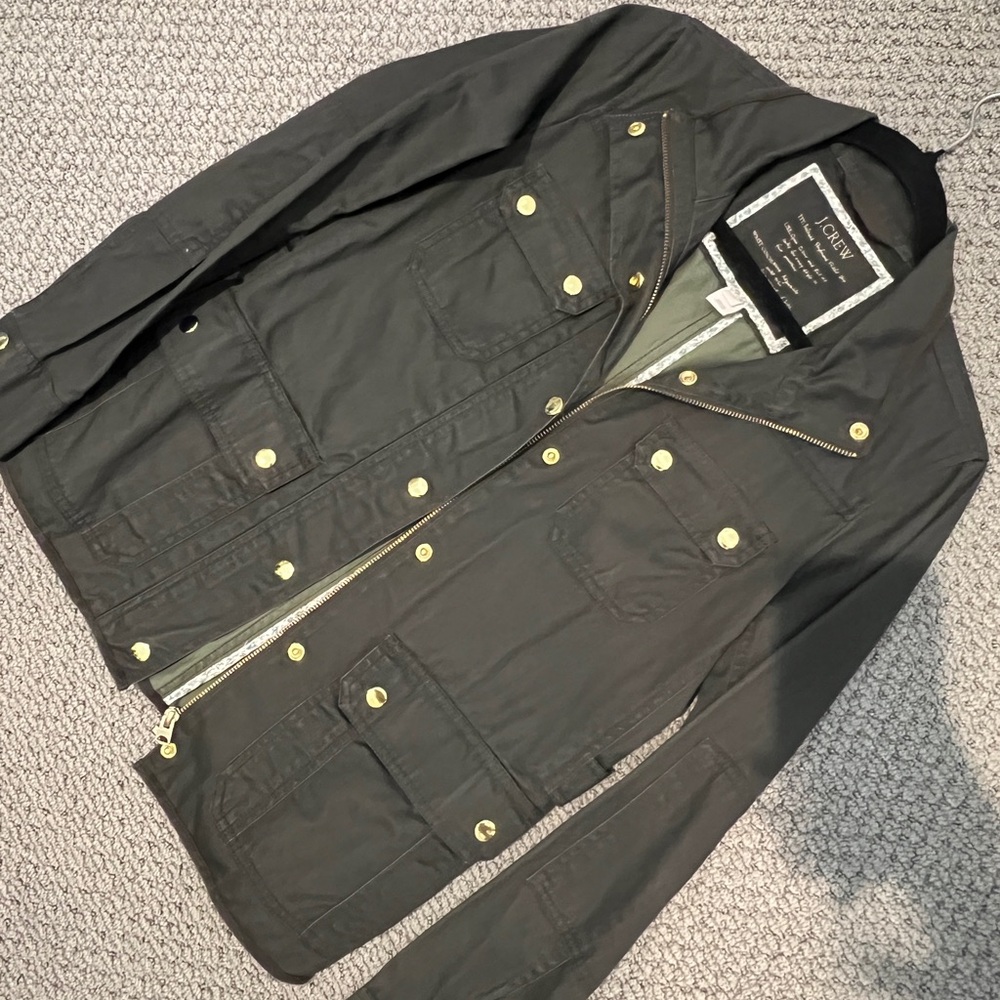 NWT J. Crew Women's Dark Olive Jacket with Gold Trim and Snap Buttons size XS - Picture 5 of 5